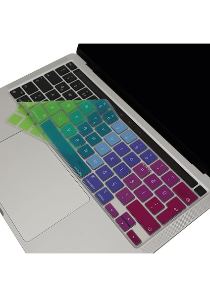 MacBook Pro Klavye Koruyucu Türkçe Baskı Dazzle Renk Ince Silikon Avrupa Ingilizce Klavyeyi Türkçeye Çevirme Çözümü A2251 A2289 A2338 M1-M2 13 Inç ve A2141 16 Inç Uyumlu Pembe Yeşil