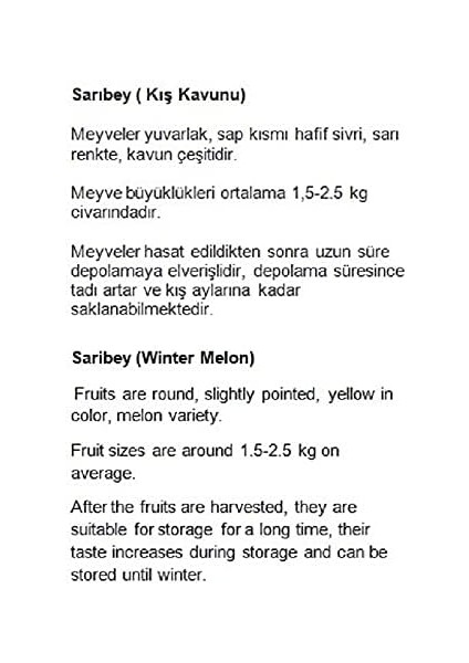 Tarım Ata Tohumu Yerli Kışlık Kavun Sarıbey 100 Adet Tohum fiyatları