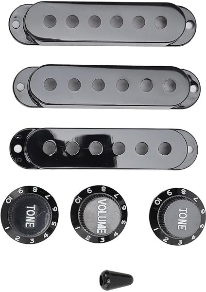Gitar Düğmeleri, Siyah Gitar Düğmeleri 6 Delik Tek Bobin 2 Ton 1 Ses Anahtarı Ucu Yedek Gitar Pikap Kapak Düğmesi Elektro Gitar Için Set fırsatları