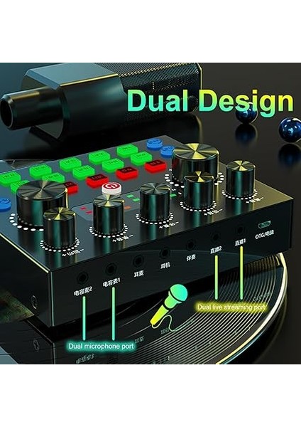 V8S Canlı Kartı Mikrofon Ayarı Ton Ayarlama Değiştirme Alı Dodge Desteği Iki Kişi Iki Platform modelleri