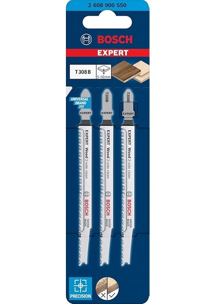 Professional 3x Expert ‘wood 2-Side Clean’ T 308 B Dekupaj Testere Bıçakları (Sert Ahşap Mobilya Levhası, Kontrplak, Uzunluk 117 Mm, Aksesuar Dekupaj Testeresi) fiyatları