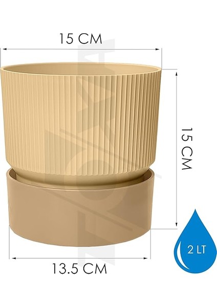 Ixora Saksı Dekoratif Tabaklı Drenajlı Çiçek Saksısı (Krem, 2 Litre) fiyatları