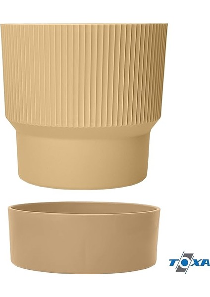 Ixora Saksı Dekoratif Tabaklı Drenajlı Çiçek Saksısı (Krem, 2 Litre) fırsatları