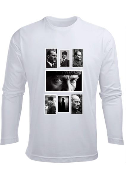 Uzun Kollu 10 Kasım 7 Foto Atatürk Baskılı Pamuklu Çocuk Tişört