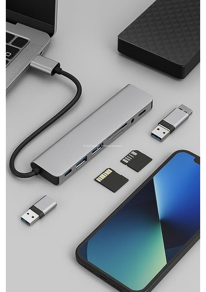 8’i 1 Arada Type-C Hub Çoklu Dönüştürücü USB 3.0 4K HDMI RJ45 Ethernet 87W Pd Şarj Sd Tf Kart Okuyucu Macbook Laptop Tablet Uyumlu Hızlı Veri Aktarımı Taşınabilir Adaptör indirimleri