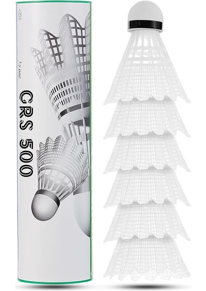 6 Adet Badminton Topu Semi-Pro Dengeli Hız Başlangıç Kutulu Mantar Kafa Deluxe Top Seti Beyaz 620