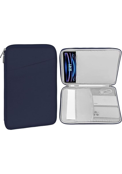 12.9 Inch Tablet Sleeve Bag, Compatible With 13 Inch New iPad Pro M4 & Air M2 2024, iPad Pro 12.9 Inch M2&m1, Galaxy Tab S8+/s9+ 12.4", Waterproof Bag Carrying Case With Pocket, Dark Blue