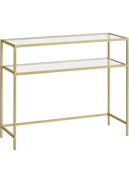 Konsol Sehpası, Yan Sehpa, Sert Cam Yüzey, Modern Koltuk Sehpası, Kolay Kurulum, Ayarlanabilir Ayaklar, Oturma Odası, Koridor, Altın Rengi Şeffaf LGT025A01
