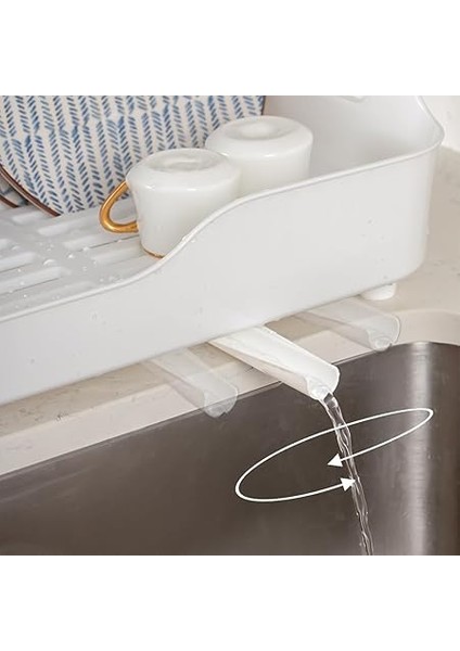 AKL-060 Beyaz Lüks Tabaklık Bulaşıklık-Yönlendirilebilir Su Akıtma Kanallı Bulaşık Sepeti-Kaşıklıklı modelleri