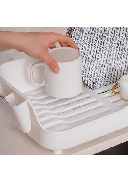 AKL-060 Beyaz Lüks Tabaklık Bulaşıklık-Yönlendirilebilir Su Akıtma Kanallı Bulaşık Sepeti-Kaşıklıklı indirimleri