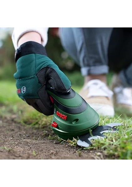 Home And Garden 060083310C Bosch Isio Batarya Çim Düzeltici Seti (3,6 Volt, Bıçak Uzunluğu 12 Cm, Bıçak Aralığı 8 Mm, Xl Bahçe Eldivenleri Dahil) - Amazon Edition fiyatları