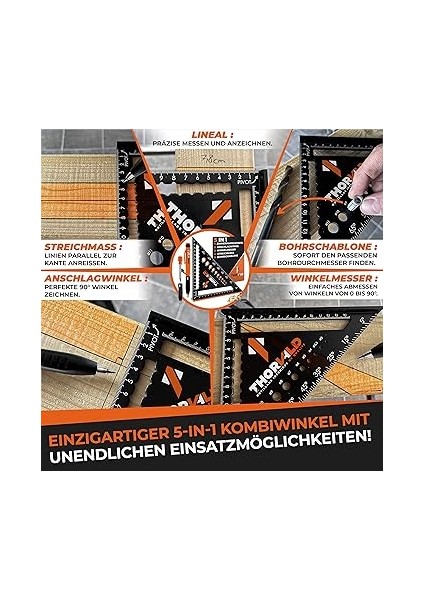 1 Arada 180 mm Marangoz Açısı + Marangoz Kalemi - Çok Fonksiyonlu: Derinlik Ölçer/açı Ölçer/delik Şablonu/şapkalı Açı - Alüminyum - Zaman Kazandıran Araç fiyatları
