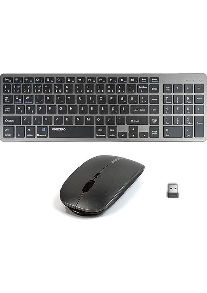 MT15 Mac Uyumlu Kablosuz Multimedya Klavye Mouse Set Q Türkçe 3 Kanal Bluetooth + USB Alıcılı