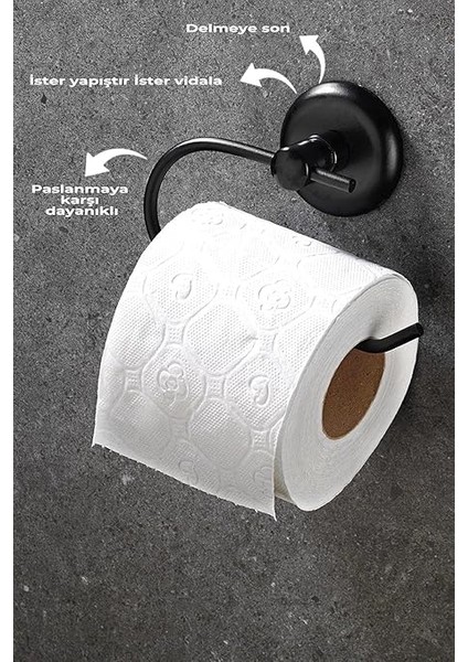 Haus Yapışkanlı Tuvalet Kağıtlığı Wc Kağıtlık Tuvalet Kağıdı Askısı Siyah modelleri