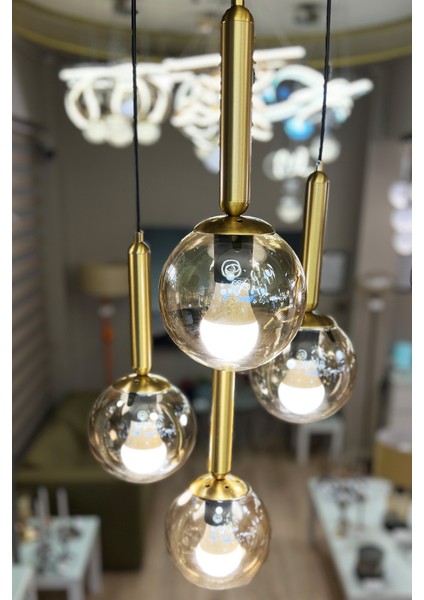 Golden Ball Special Selection 4'lü Bal Sarı Cam Avize fiyatları