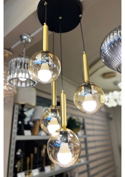 Golden Ball Special Selection 4'lü Bal Sarı Cam Avize fırsatları