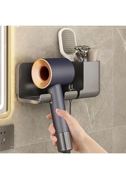 Saç Kurutma Makinesi Tutucu Banyo Organizeri: Duvara Monte Edilebilir, Pratik Depolama Çözümü (Antrasit) modelleri