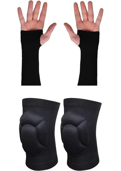 2'li Voleybol Seti 1 Çift Voleybol Dizliği ve Voleybol Elliği Set Siyah M Beden