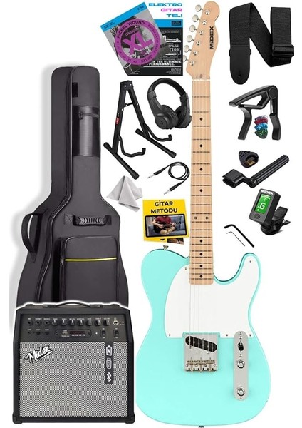 TLX-50GR-50AMP Tele Kasa Maple Klavye 2 Single-Coil 50W Amfili Elektro Gitar