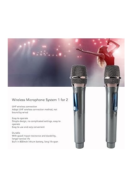 ve Ktv Için Uygun Dinamik Bir Bobin Tasarımı ile Kullanımı Kolay Uhf Kablosuz Mikrofonlar, Dış Performans Için 2 Kablosuz Mikrofon fırsatları