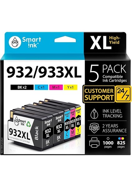 Ink Hp 932 Xl 933 Xl 932XL 933XL 5 Için Uyumlu Yazıcı Kartuşları, Çoklu Paket (2 Siyah ve Camgöbeği/macenta/sarı) Hp Officejet 6600 6700 7612 7510 7110 610 Için Yüksek Kapasiteli Kartuşlar