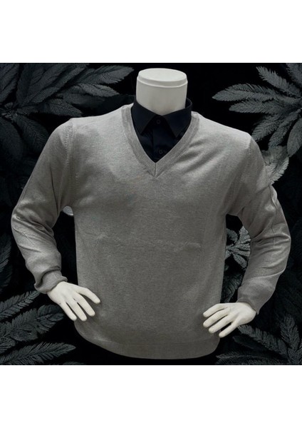 Uzun Kollu Bej V Yaka Kazak (Unisex)