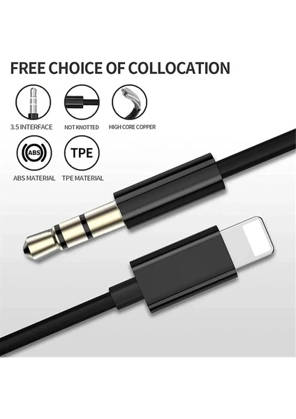 iPhone Uyumlu Lightning Aux 3.5mm Ses Kablosu Stereo Ses modelleri