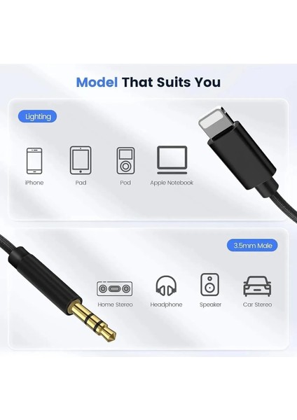 iPhone Uyumlu Lightning Aux 3.5mm Ses Kablosu Stereo Ses fırsatları