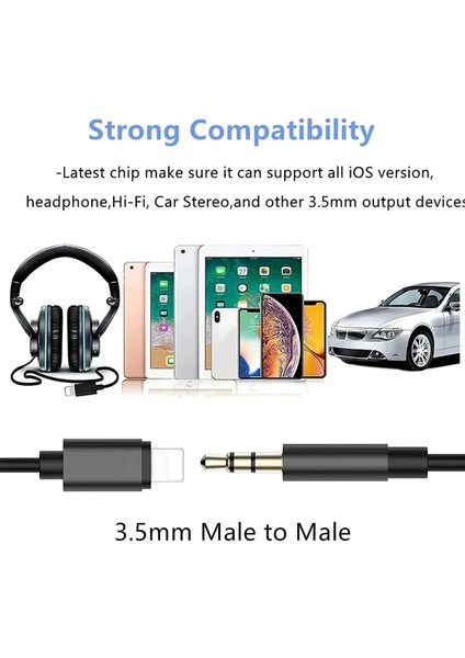 iPhone Uyumlu Lightning Aux 3.5mm Ses Kablosu Stereo Ses