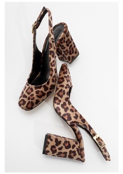 Kadın PSC Gv Leopar Desen Topuklu Ayakkabı