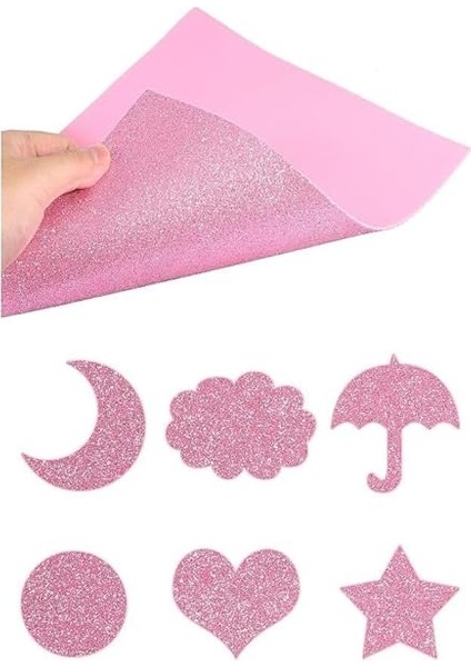 Pembe Simli Eva 50X70 cm 2 Adet Simli Eva Süngeri Okul Kreş Anasınıfı Elişi Etkinlikleri modelleri