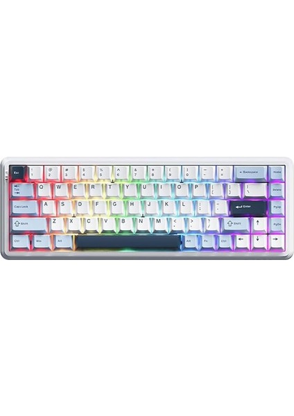 Ajazz AK680 Max%68 Manyetik Switch, 3000MAH Batarya 8000 Hz KABLOLU-1000 Hz Polling Rate Kablosuz Manyetik Klavye Rgb Arkadan Aydınlatmalı Tuşlar (AK680 Max - Beyaz Lacivert)