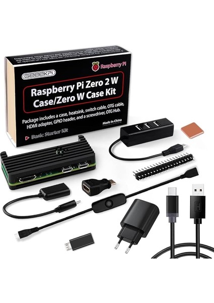 Raspberry Pi Zero 2 W Için Case Kit Pi Zero 2 W Alüminyum Pasif Soğutma Kılıfı, Qc3.0 Hızlı Şarj Güç Kaynağı, Isı Emici, 20 Pin Gpıo Başlığı, 4 Port USB Hub,on/off Switch Kablosu (Siyah)