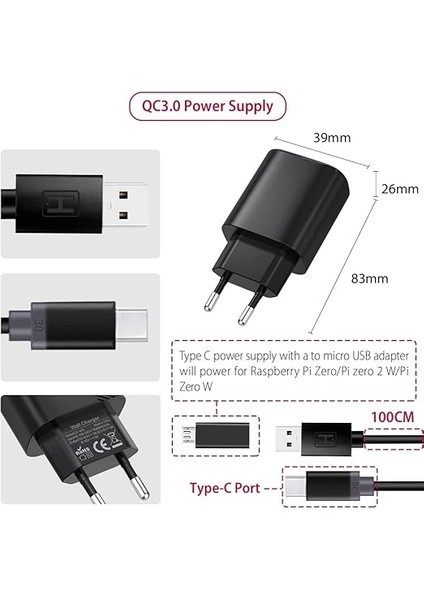 Raspberry Pi Zero 2 W Için Case Kit Pi Zero 2 W Alüminyum Pasif Soğutma Kılıfı, Qc3.0 Hızlı Şarj Güç Kaynağı, Isı Emici, 20 Pin Gpıo Başlığı, 4 Port USB Hub,on/off Switch Kablosu (Siyah) indirimleri