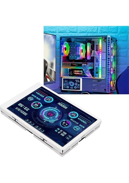 Inç I P S USB Mini Ekran, AIDA64 Pc Cpu Ram HDD Veri Monitörü Bilgisayar Sıcaklık Ekranı, Tam Görüntü Ekran AIDA64 Pc Cpu Ram Sabit Disk Veri Monitörü (Whıte) modelleri