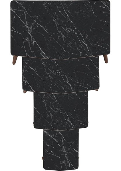 Vega 4lü Dörtlü Mdf Ahşap Zigon Sehpa - Siyah Mermer Desenli indirimleri