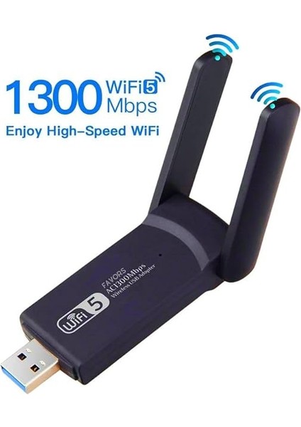 Wifi Adaptörü Dual Band Çift Antenli AC1300 Mbps Wifi Alıcı Ağ Kartı Sinyal Güçlendirici fiyatları