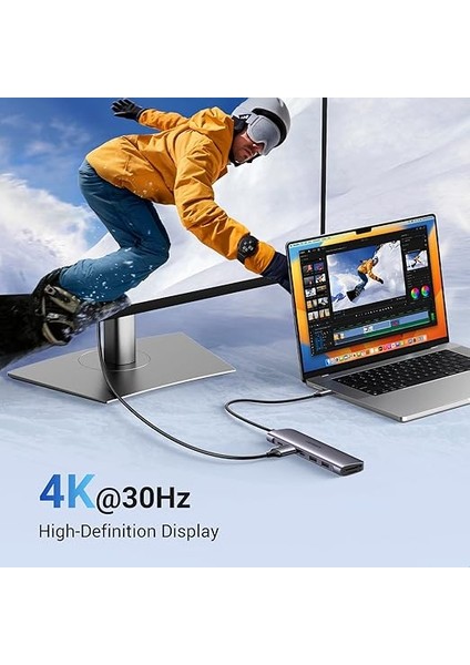 USB C To 4K HDMI 100W Pd 2xusb-A Sd Micro Sd Kart Okuyucu Dönüştürücü Çoklayıcı Hub fırsatları