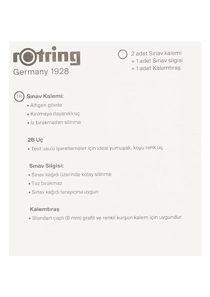 RO-2090068WK Sınav Seti - Sınav Kalemi, Silgi, Kalemtraş, Siyah fırsatları