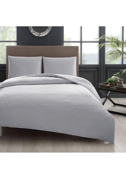 Pamuklu Ranforce Tek Kişilik 160X220 Nevresim Yorgan Kılıfı - Gri