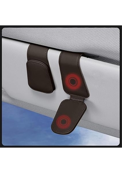 Içi Gözlük Tutucu Deri Manyetik Kart ve Gözlük Tutucu Klips Oto Gözlük Tutucu Kahverengi modelleri