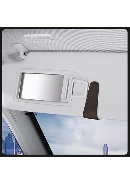 Içi Gözlük Tutucu Deri Manyetik Kart ve Gözlük Tutucu Klips Oto Gözlük Tutucu Kahverengi fırsatları