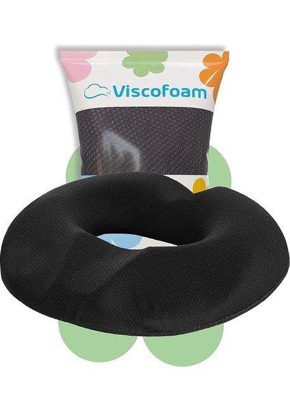 Ultralüks Ortopedik Oturma Simidi Kuyruk Sokumu Yastığı Visco Oturma Simidi - Siyah