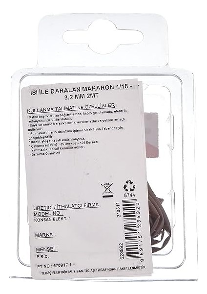 523592 Isi ile Daralan Makaron, Siyah, 3.5 Mm, 2 M fırsatları