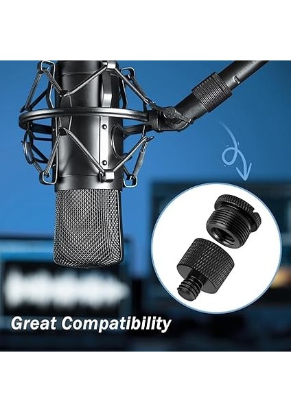 8'li Paket Mikrofon Ayak Adaptörü, 5/8 - 3/8 Erkek, 3/8 - 5/8 Erkek, Mikrofon Standı, Ok Kolu, Kamera Tripodu Için modelleri