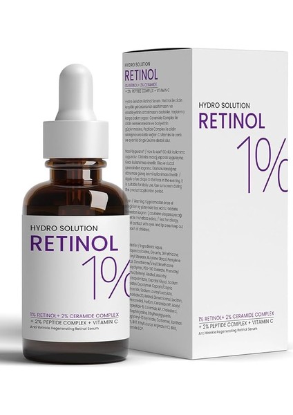 Hydrosolution Retinol Serum, Yoğun Kırışıklık Karşıtı Onarım, Yenileyici Bakım Serumu, 30 ml