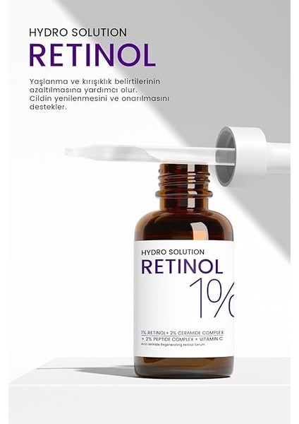 Hydrosolution Retinol Serum, Yoğun Kırışıklık Karşıtı Onarım, Yenileyici Bakım Serumu, 30 ml modelleri