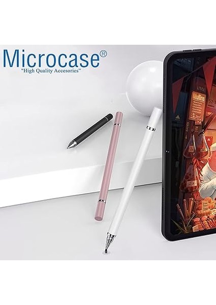 Universal Telefon Tablet iPad 2in1 Disk Uçlu Stylus Pen Dokunmatik Kalem - AL3463 (Beyaz) fırsatları