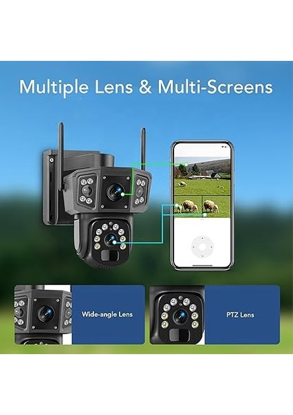 Güneş Kablosuz Açık Güvenlik Kamerası, 8mp Net Görüntü 1920 x 2160P Güneş Kamerası Pır Tespitli Dış Mekan Kablosuz Wifi, 360 Derece Panorama Görünümü modelleri