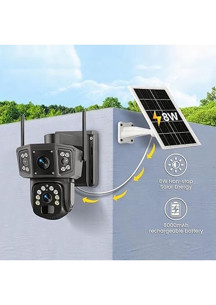 Güneş Kablosuz Açık Güvenlik Kamerası, 8mp Net Görüntü 1920 x 2160P Güneş Kamerası Pır Tespitli Dış Mekan Kablosuz Wifi, 360 Derece Panorama Görünümü fırsatları